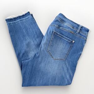 INC Denim Jeans Womens Plus Size 18 Distressed Raw Hem Stretch High Waist